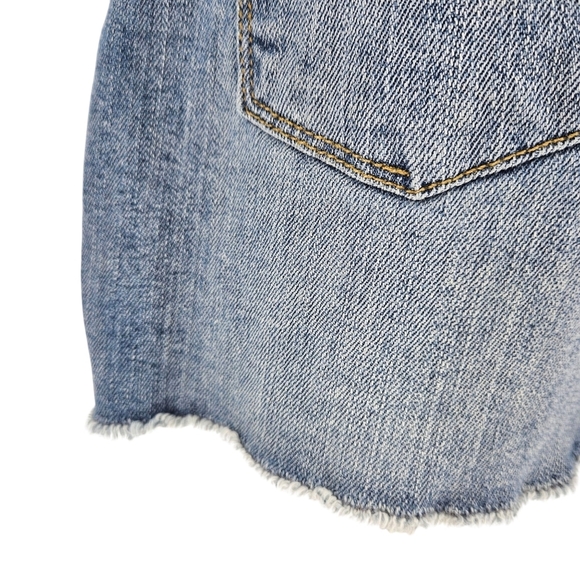 Mossimo Denim Shortalls Medium Wash Bib Overalls Coveralls Raw Hem Shorts Small - Picture 4 of 6